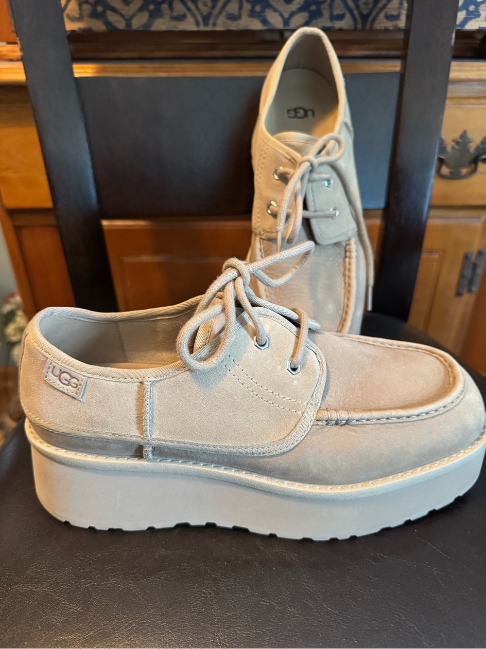 UGG Cream Suede Platform Lace-Up Sneakers